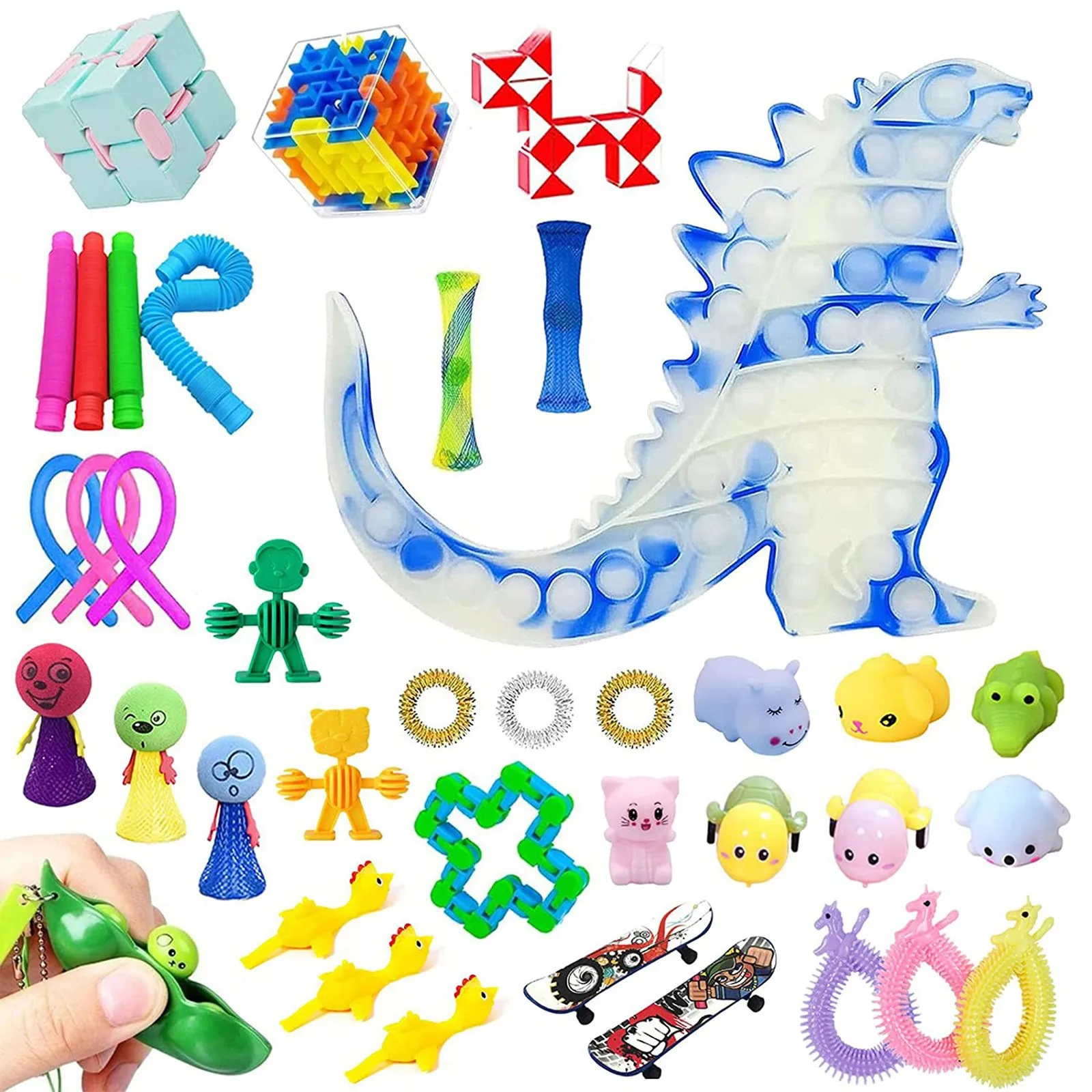 Juego de juguetes antiestr&eacute;s para ni&ntilde;os y adultos, juguete antiestr&eacute;s para aliviar el autismo, con burbujas de empuje y descompresi&oacute;n sensorial-1