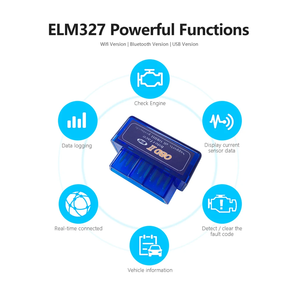 

New ELM327 V2.1 OBD2 Scanner Mini Bluetooth OBD 2 II Check Engine Light Code Reader Car Diagnostic Tool for Windows Android