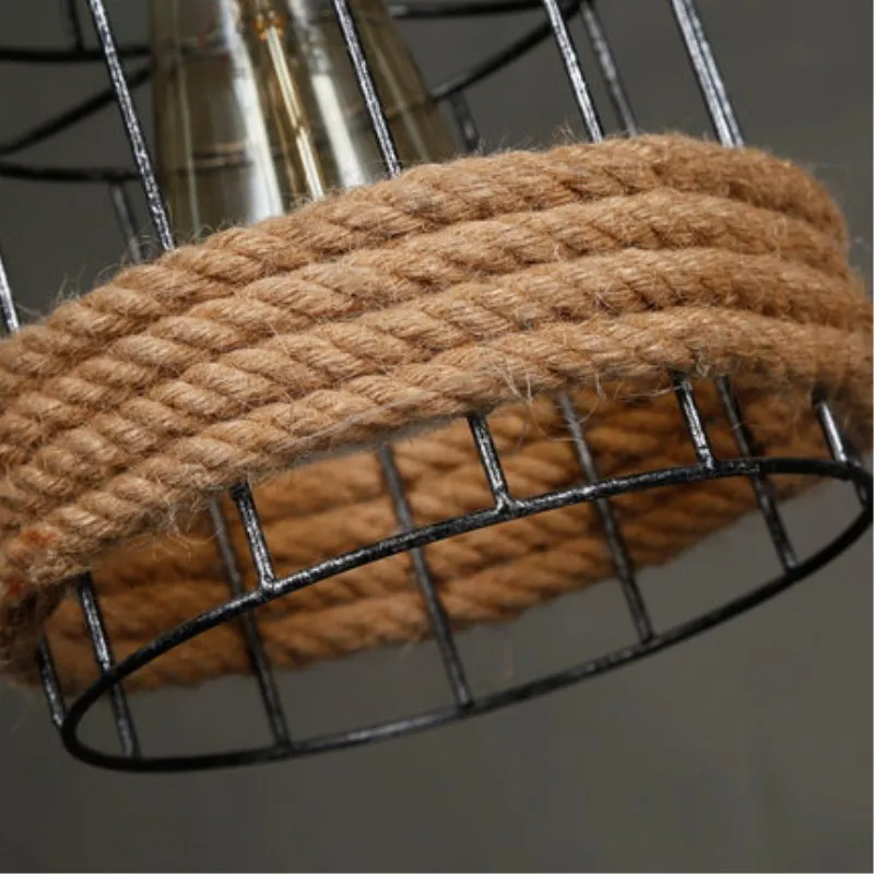 Винтажный бамбуковый подвесной светильник с 3 головками пеньковая веревка