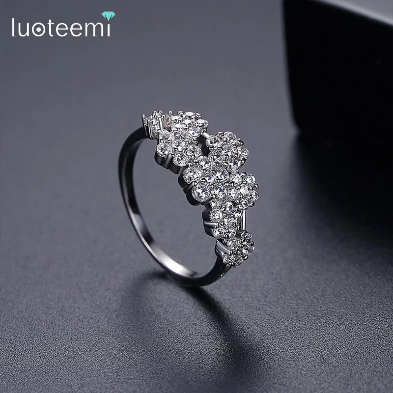 Новинка модное регулируемое Открытое кольцо LUOTEEMI для женщин свадебная бижутерия