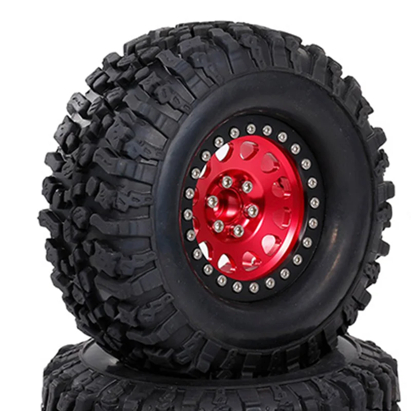 

4Pcs High Grip 2.2 Inch Rubber Tire Alloy Beadlock Rims Wheel for Traxxas Trx4 Hsp Tamiya Axial Scx10 D90 RC Car