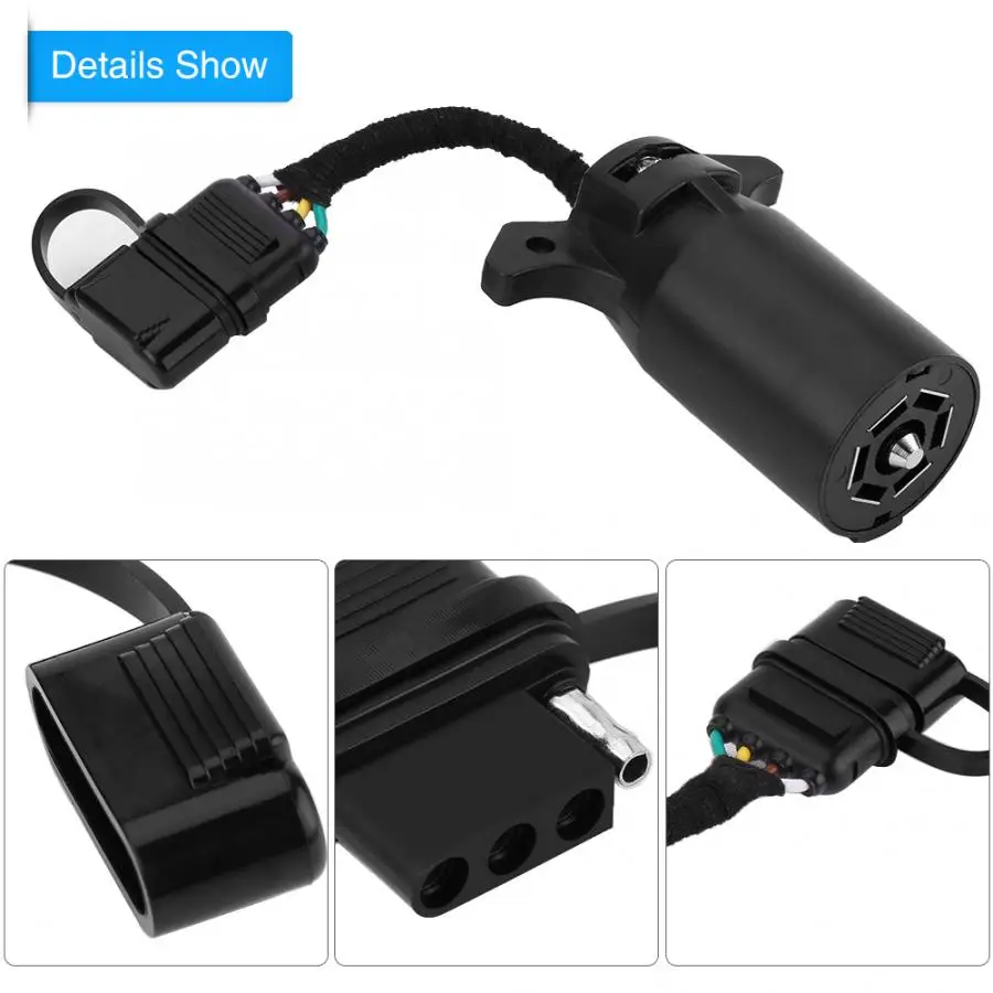 Trailer Socket A 6-24V 7 to 4 Pin Plug Adapter Blade Round Connector Converter for Caravan Towbar car accessories | Автомобили и