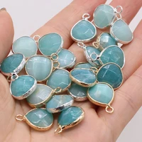 wholesale natural stone faceted pendants water drop amazonites charms for jewelry making diy women necklace earring gifts