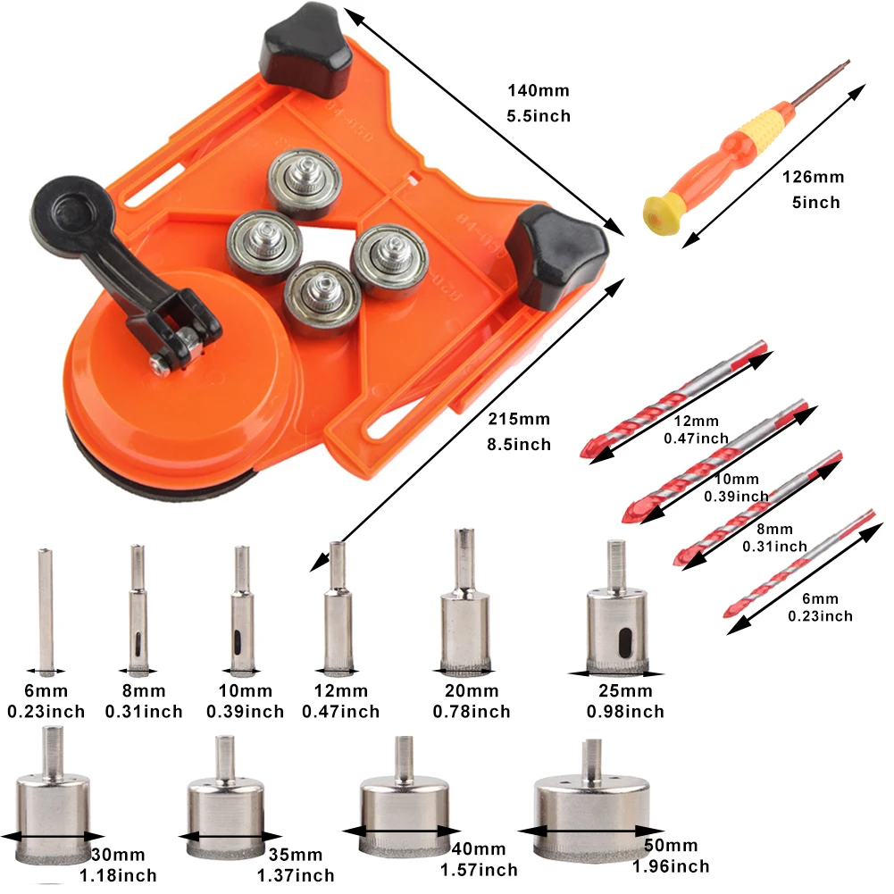 

16pcs Tile Opener Multifunction Power Tool Hollowed Drill Hole Saw Set Ergonomic Durable Guidance Fixture Adjustable For Ceramic