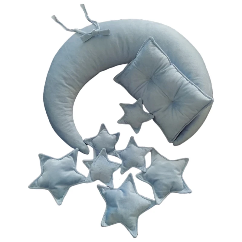 10 Pcs/Set accesorios de fotograf&iacute;a reci&eacute;n nacido beb&eacute; posando media luna almohada + estrellas + cuadrado Kit de almohada ni&ntilde;os sesi&oacute;n de fotos Fotografi-1