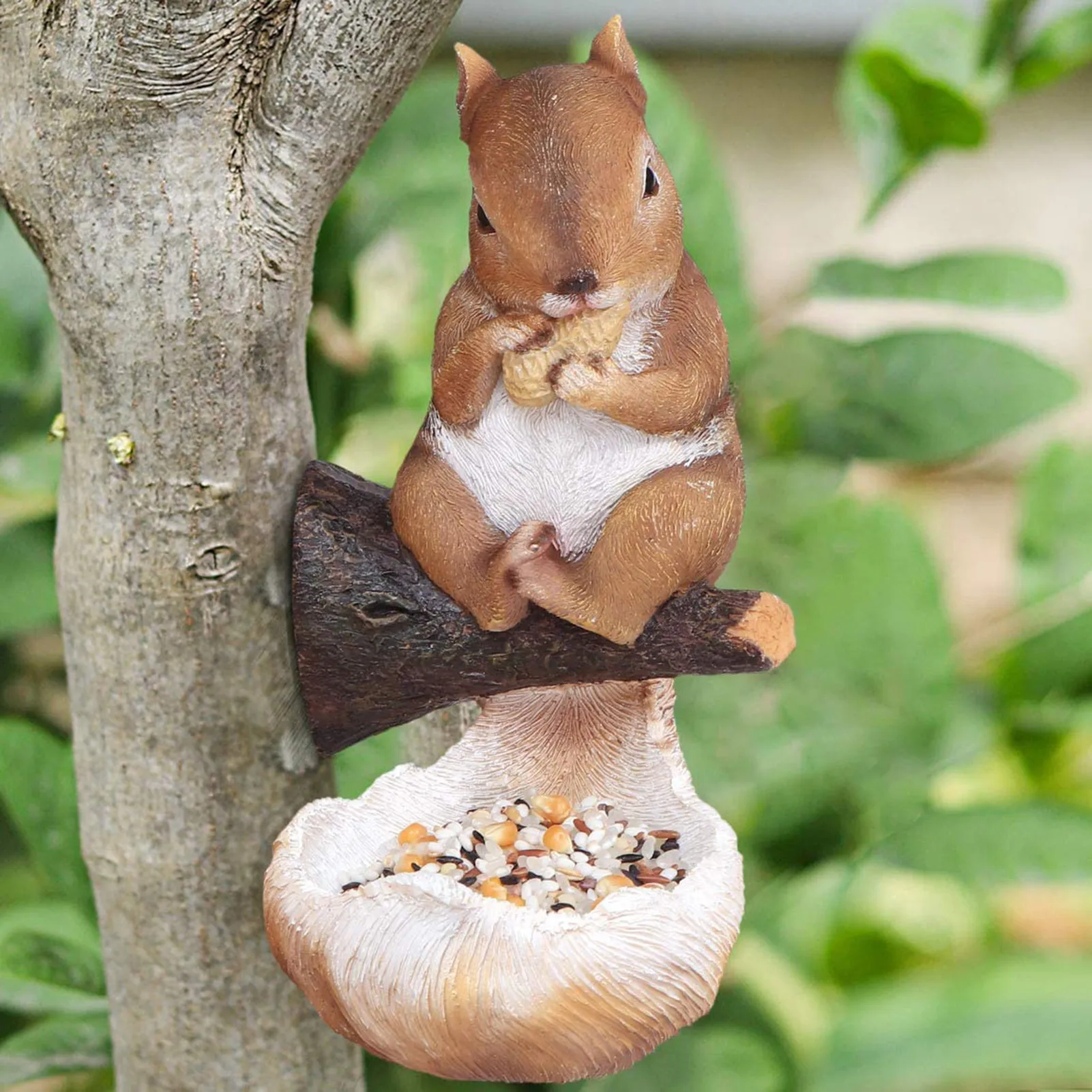

Funny Tree, установленный белка, птица кормушка для сада декоративные цветы и птицы кормушки открытый Смола Белка дерево Hugger скульптуры