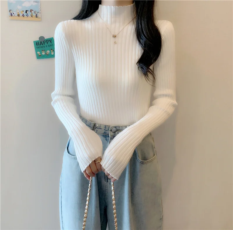 Осень 2021 новая Корейская версия приталенной рубашки с полувысоким воротником и