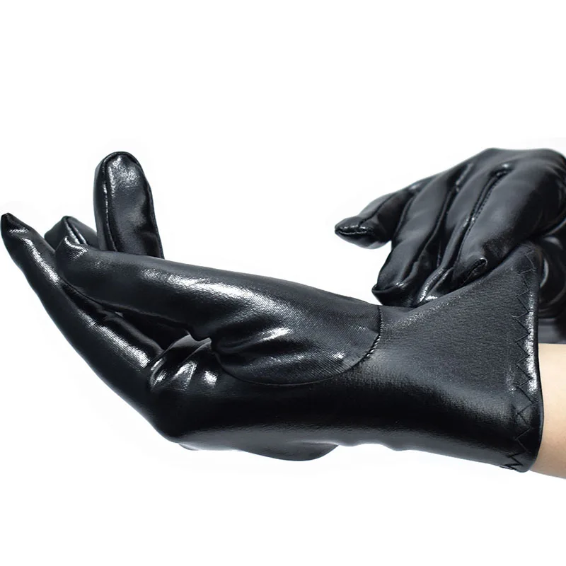 

Black Patent PU Leather Long Wrist Gloves Stretch For Goth Punk Lolita Dark Harajuku Cosplay Sexy Guantes