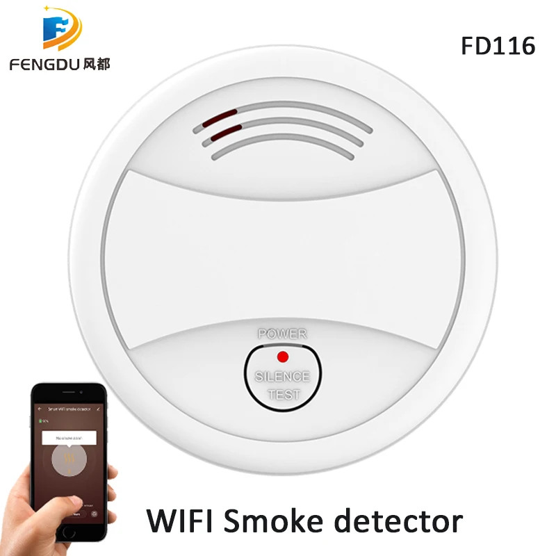Датчик дыма Tuya Smartlife портативный детектор с Wi-Fi управлением через приложение Android