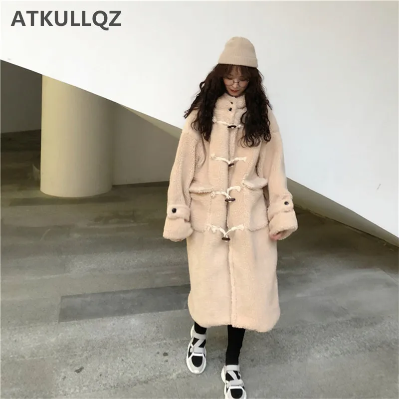 Высококачественное корейское длинное толстое пальто из овечьей шерсти с