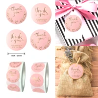 500pcs pink paper label stickers foil thank you stickers gift bag diy scrapbooking album decoration stationery stickers