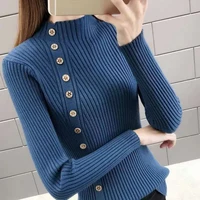 button half turtleneck sweater womens new fall winter long sleeve turtleneck sweater korean slim base shirt fashion sweater