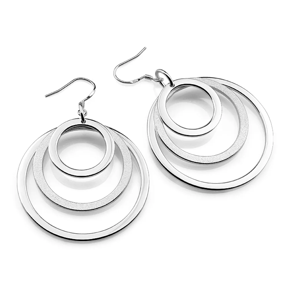 

New Trend Earrings For Women Solid 925 Silver Trendy Round Geometric Drop Statement Fashion Party Charm Jewelry Gifts