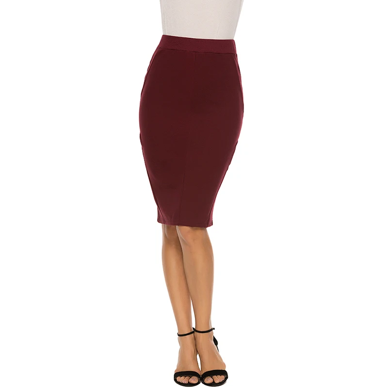 

Fashion Spring Summer Pencil Skirt Women High Waist Back Slit Vintage Elegant Bodycon Solid Skirt