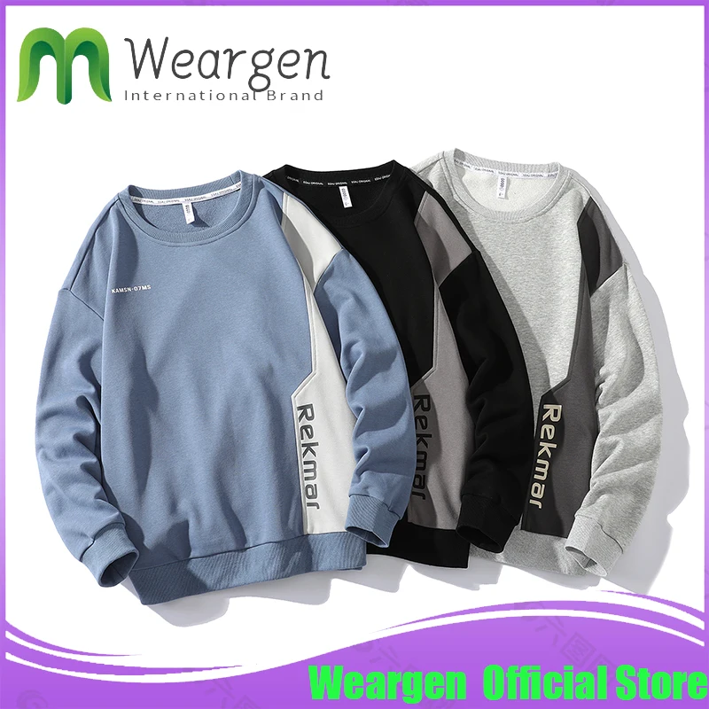 

Мужские свитшоты Weargen с длинным рукавом и круглым вырезом, осенняя толстовка, Мужская толстовка, модная уличная одежда с принтом, модная муж...