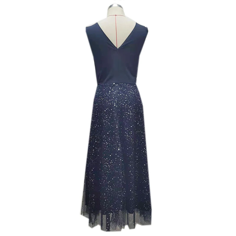 Женское платье-миди без рукавов с V-образным вырезом и высокой талией | Женская