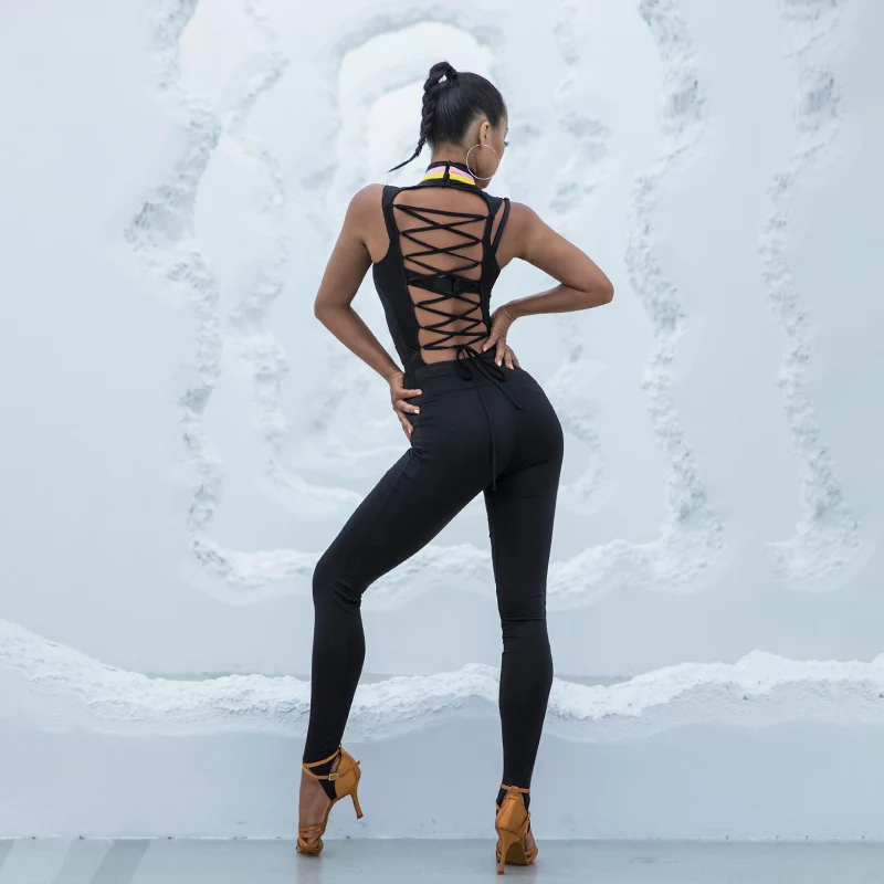 Брюки для латинских танцев черные узкие брюки сальса бальных Одежда тренировок