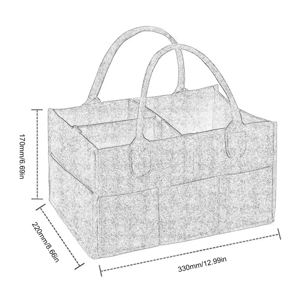 

Kid Diaper Caddy Portable Nursery Storage Bin Felt Basket Changeable Compartments Car Travel Bag Wipes Bag