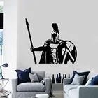 Спартанский солдат воин военное копье щит виниловые наклейки на стену домашний Декор Гостиная искусство стены наклейки для мальчиков комната P448