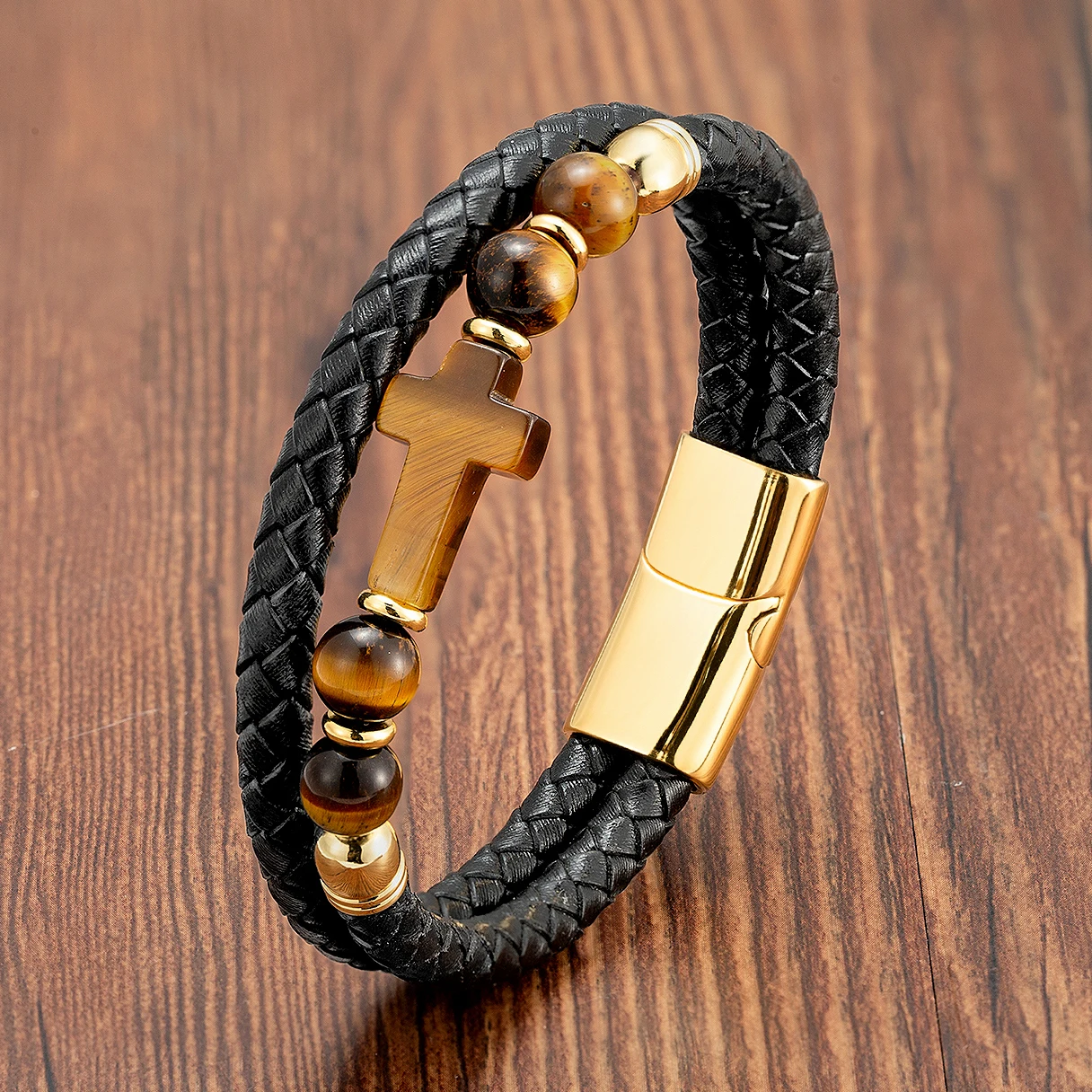 Очарование Браслеты для Пары Черный Кожаный Мужской Браслет Магнитная Застежка