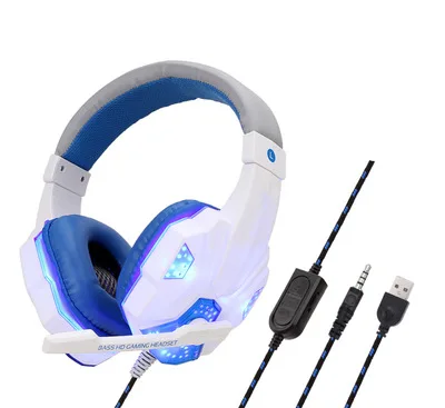 PS4 white blue Новые игровые наушники PS4 стерео наушники гарнитура с микрофоном для ноутбука/ПК планшета геймера люминесцентные наушники - Цвет: PS4 white blue