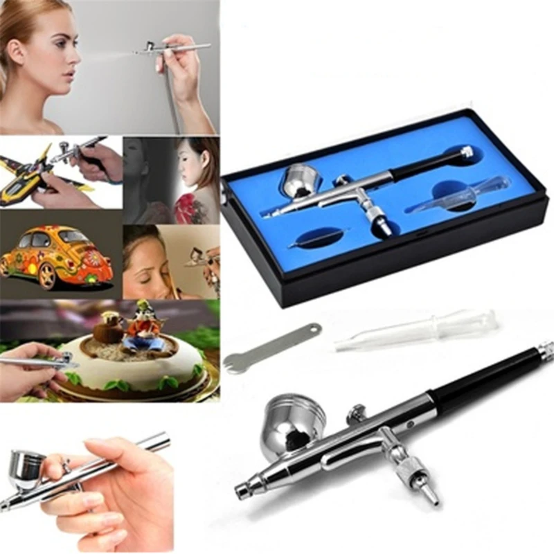 Гравитационный питательный Аэрограф краскопульт комплект двойного действия