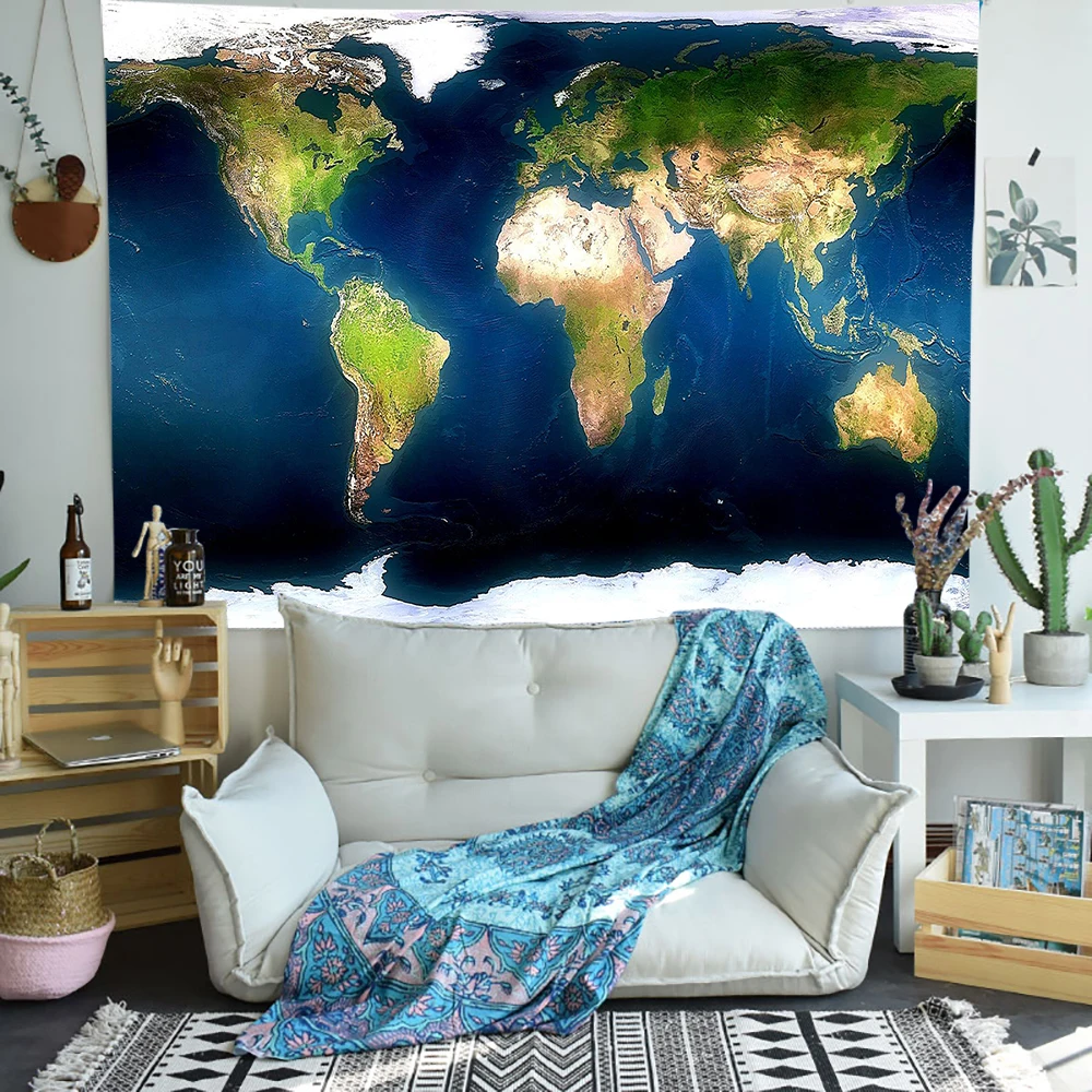 Simsant Psychedelic Forest Tapestry Firefly World Map Art Wall Hanging Tapestries for Living Room Bedroom Home Dorm Decor | Дом и сад