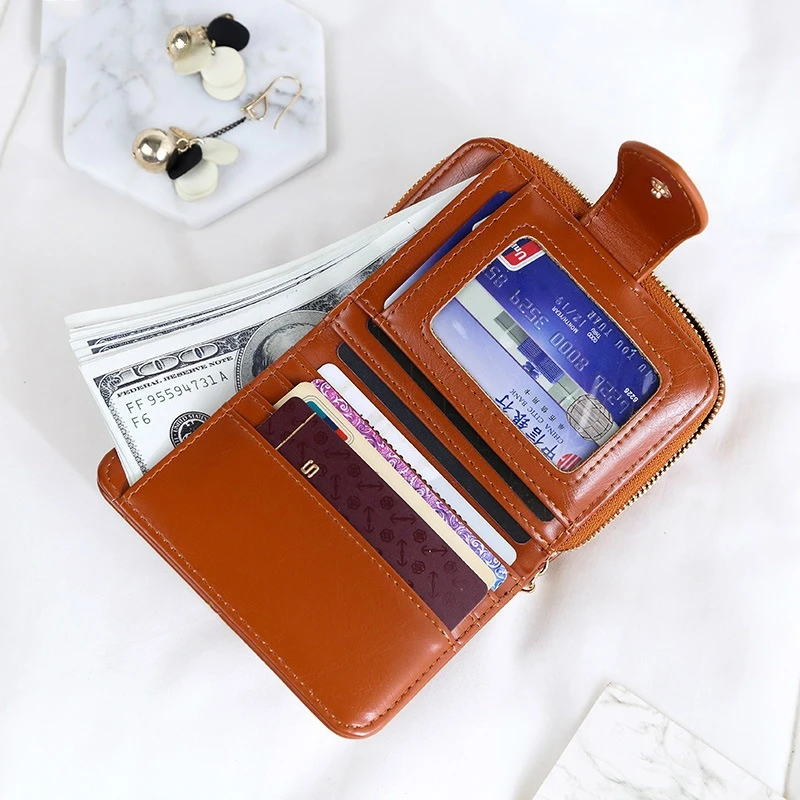 

Women Wallets 2020 New Luxury Brand Red Black Small Mini Coin Purse Hasp Card Holder Lady Wallet Zipper Female Leather Buckle