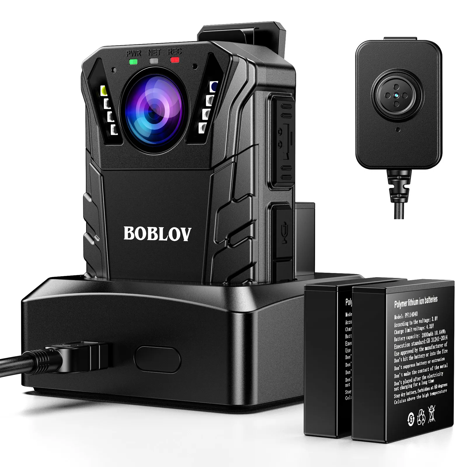 

BOBLOV KJ09 Body Camera External Lens Mini Police Body Mounted Camera IP66 Waterproof Night Vision Small Camera W/Charger Base