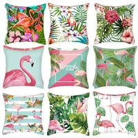 flamingo cushion cover cartoon animal floral print linen pillow covers for home decor tropical summer party supplies pillowcase