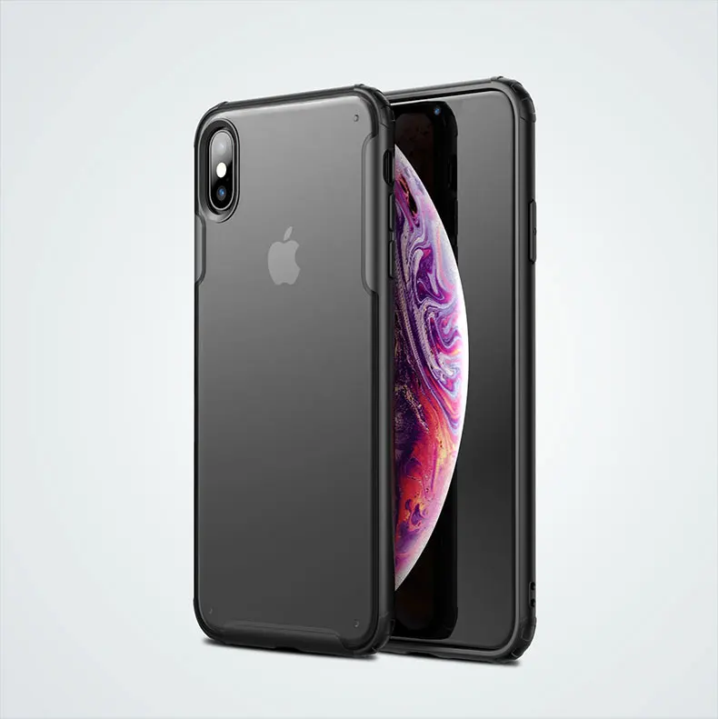 Для iPhone Xs MAX XR 8 7 Чехол Ультра тонкий прозрачный PC задняя крышка с Резиновый ТПУ бампер, противоударный чехол