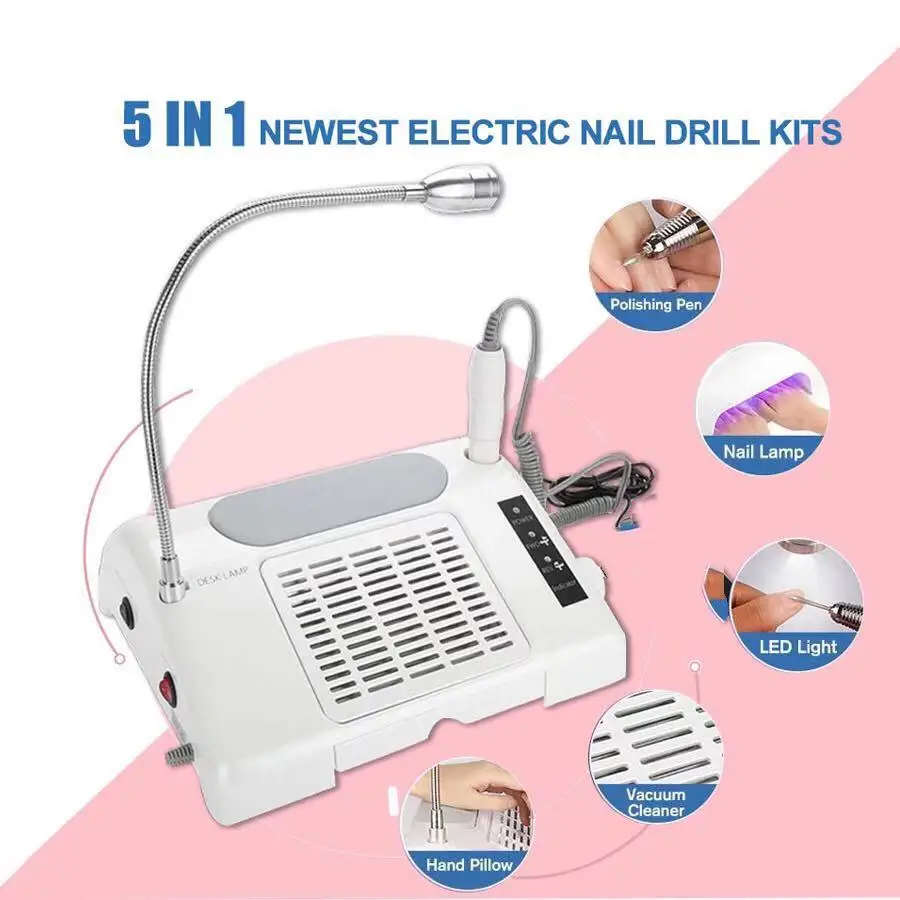 5 IN 1 Newest 96W UV LED Nail Lamp Nail  Dryer Vacuum Cleaner Nail Dust Collector Machine Nail Drill Powerful Nail Salon Tools