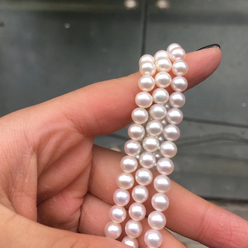 

Freshwater Pearl Necklace Round Shape with Size 6-6.5mm Perfect Luster for Jewelry DIY Loose Freshwater Pearls Strands