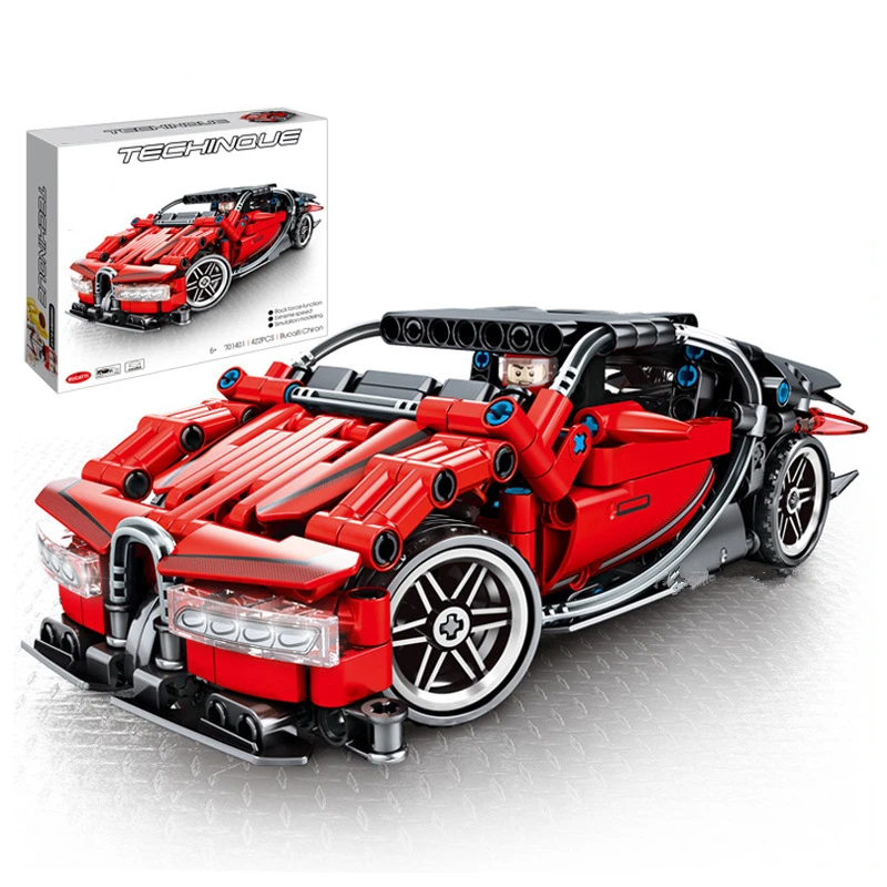 Lepining Technic car MOC Back Force супер гоночный автомобиль Bugatti модель строительные блоки