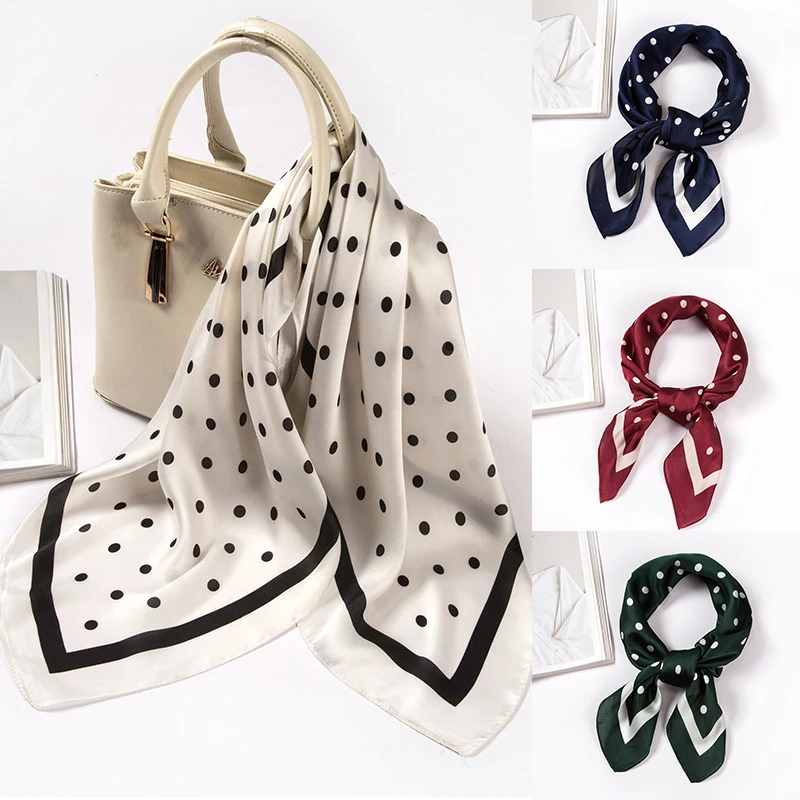 

1PCS women's fashion leisure imitation silk small square scarf small wave dot scarf professional scarf wild decoration S78