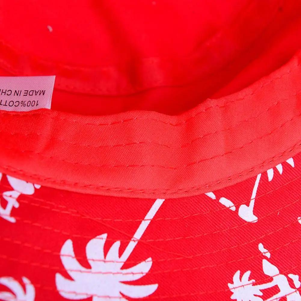 

HOT SALES !!! Women Summer Holiday Sun Beach Coconut Tree Pattern Wide Brim Bucket Hat Cap