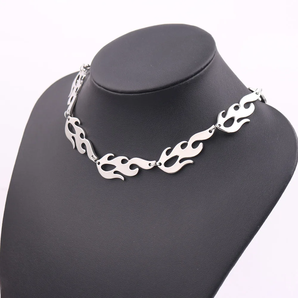 flame necklace Сплав ожерелье Пламя нейтральный Шарм ключицы цепи хип-хоп рок стиль пламя колье ожерелья s лучшие подарки для мужчин или женщин - Окраска металла: flame necklace