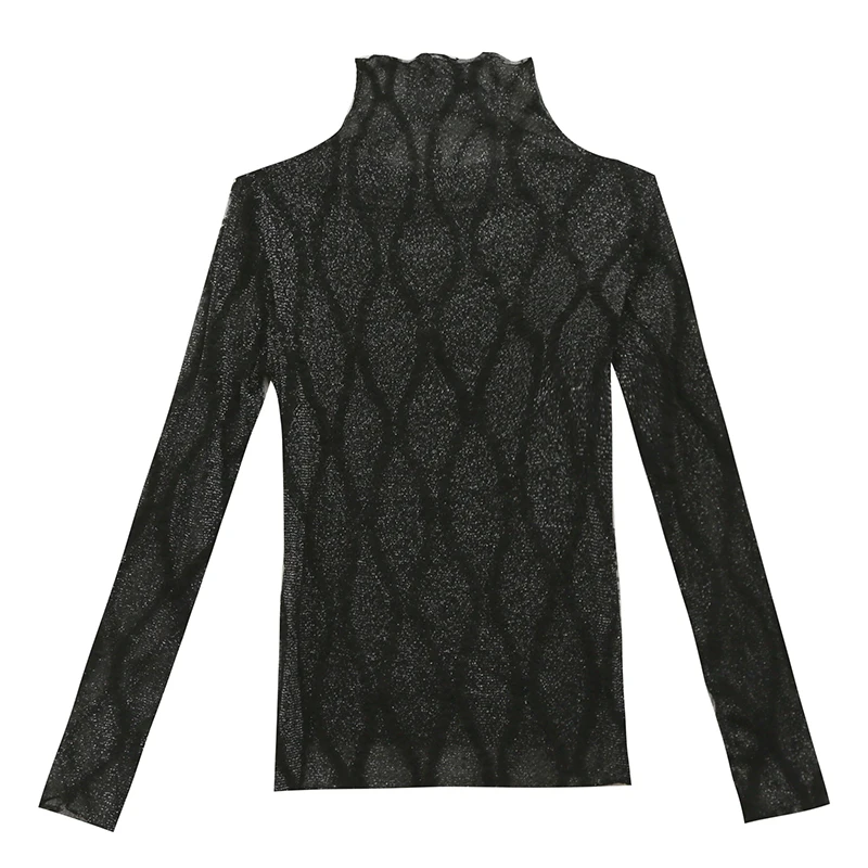 

2021 korean Women lace shirt elegant female mesh Tops stitching Spring Fashion Long sleeve T shirt Blusa