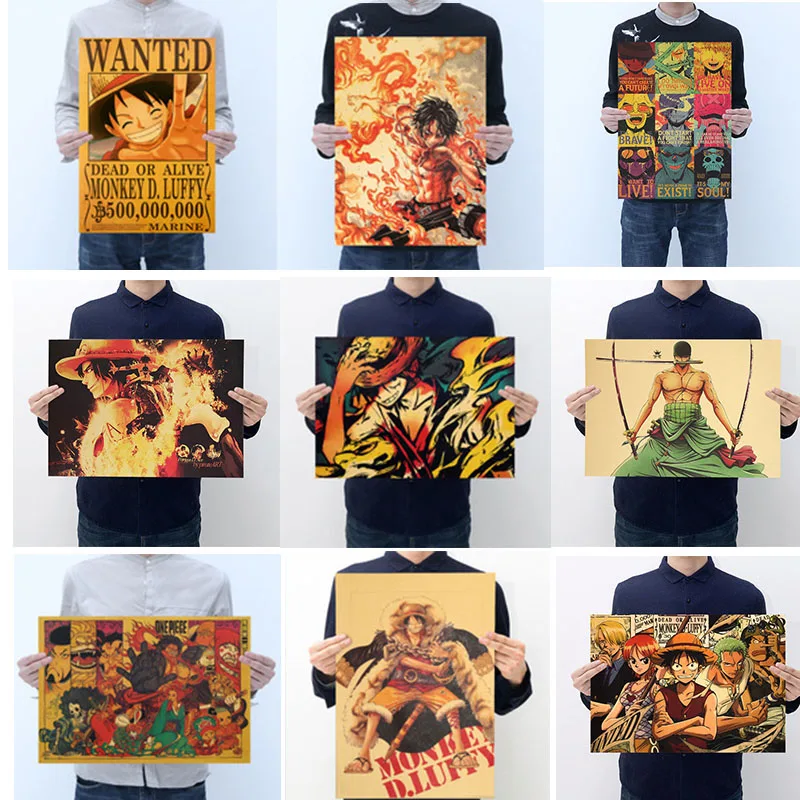 Аниме цельный постер винтажный из бумаги для творчества аниме Луффи Эйс Зоро