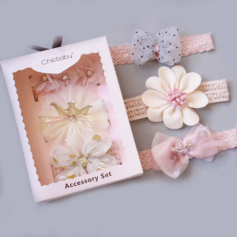 

3pcs Baby Headband Bow Flower Crown Butterfly Pearl elastic Hair Accessories for Infant Newborn Halloween Birthday Accessories