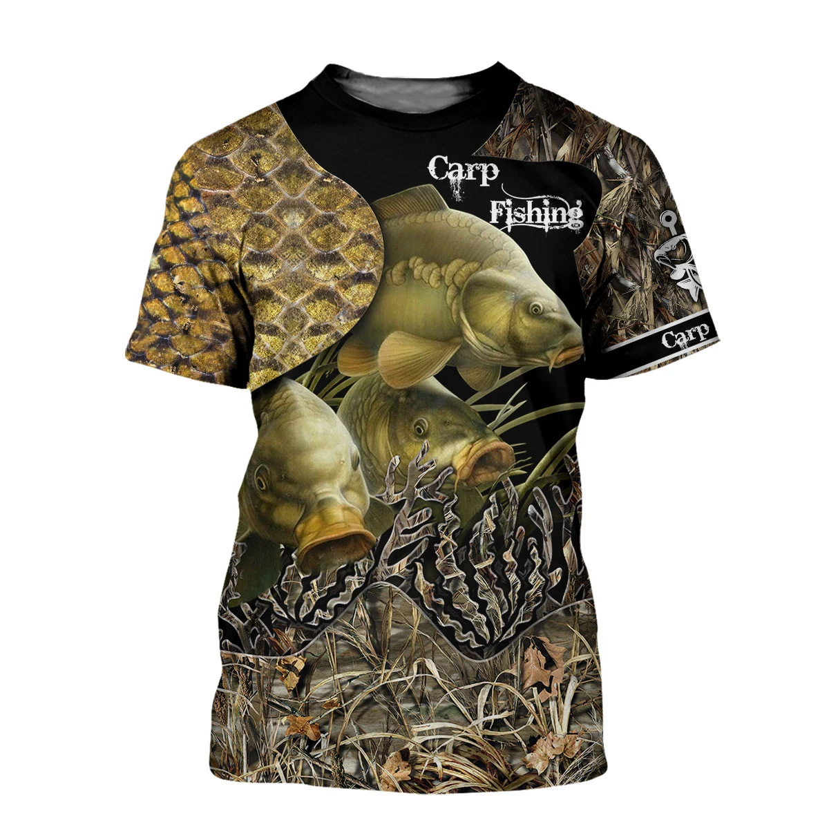 Летняя крутая хипстерская Мужская футболка с красивым рисунком карпа и рыбалки 3D