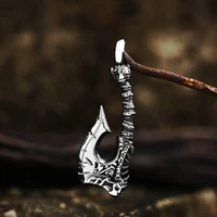 vintage viking axe pendant necklace stainless steel corkscrew nordic viking necklace men boy biker amulet jewelry gift chains
