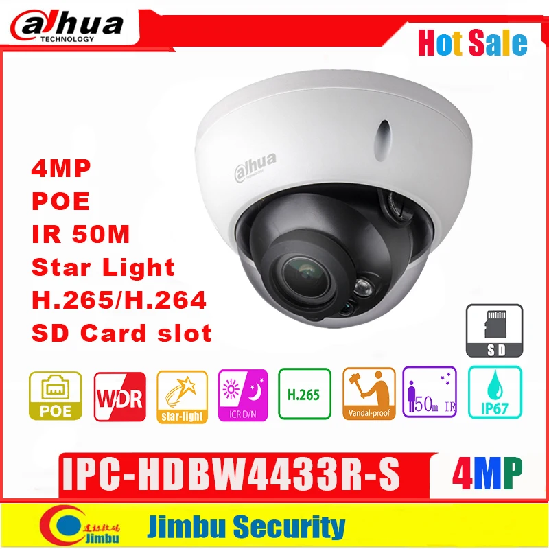 Сетевой видеорегистратор Dahua 4MP IP Камера IPC HDBW4433R S H2.65 ночное видение IR50M с микро SD