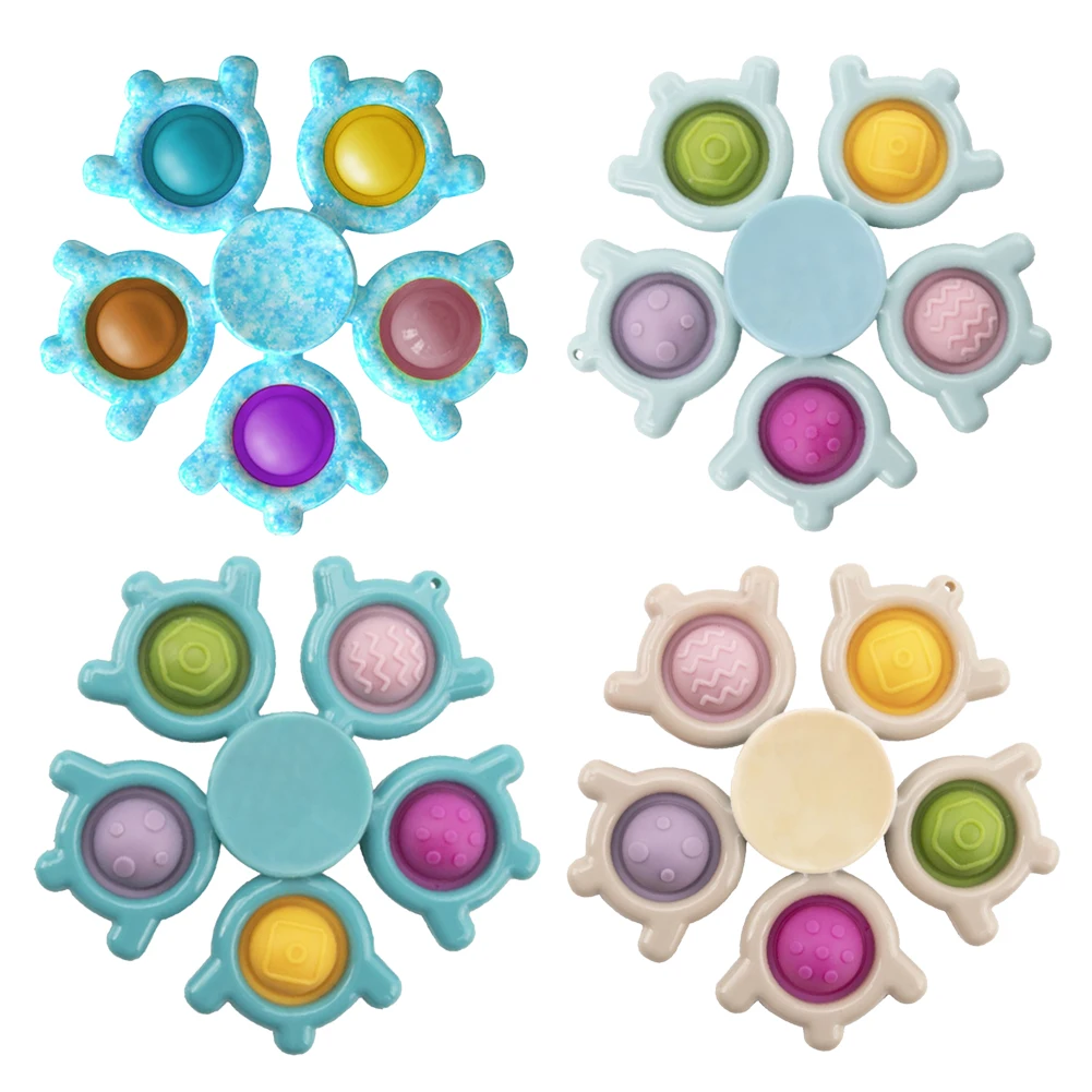 

New Kids Adults Fingertip Spinner Push Bubble Key Chain Decompression Toy Popins Simple Dimple Toy Spinner Popet Fidget