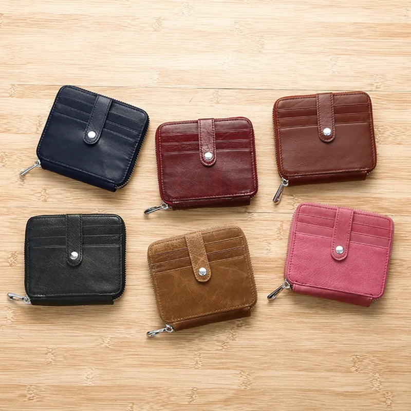 Винтажные мужские бумажники короткий бумажник из натуральной кожи ретро-кошелек