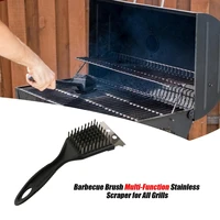 barbecue cleaning brush scraper wire grill steel wire clean tool outdoor camping picnic bbq stainless steel cleaning brush