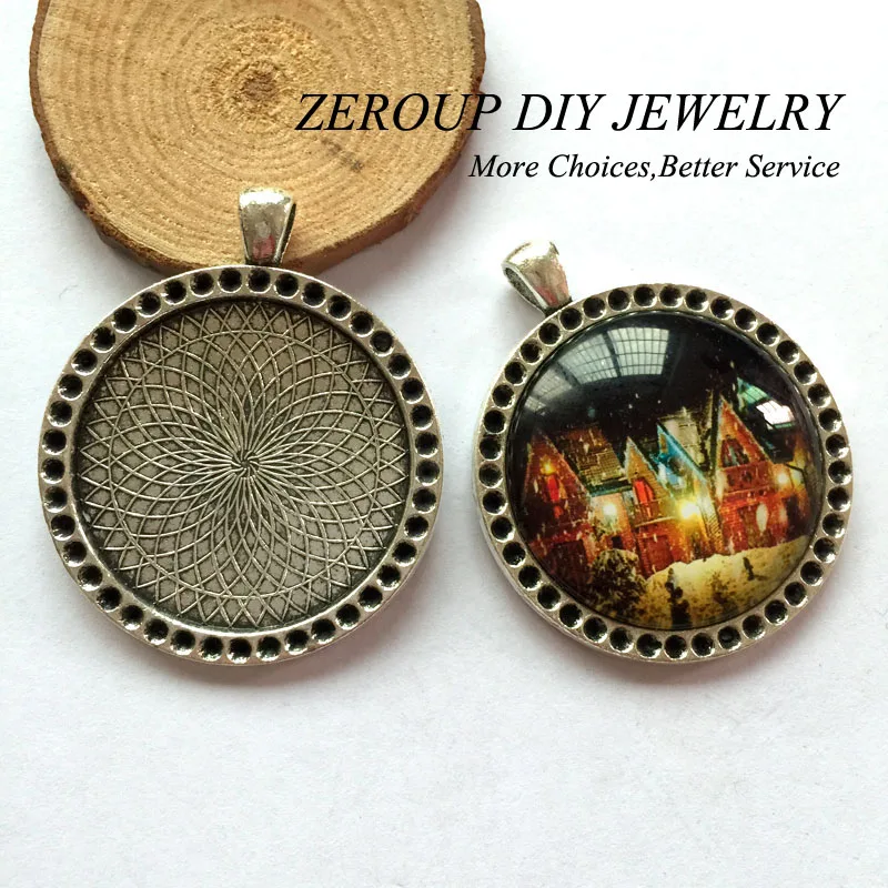 5 шт./лот 35 мм ожерелье с подвеской античная бронза серебро стекло Кабошон Пустые