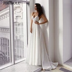 Свадебное платье на тонких бретелях FDHAOLU FU175, 2021, модное свадебное платье-трапеция со шлейфом, без рукавов, с перекрещивающимися бретелями