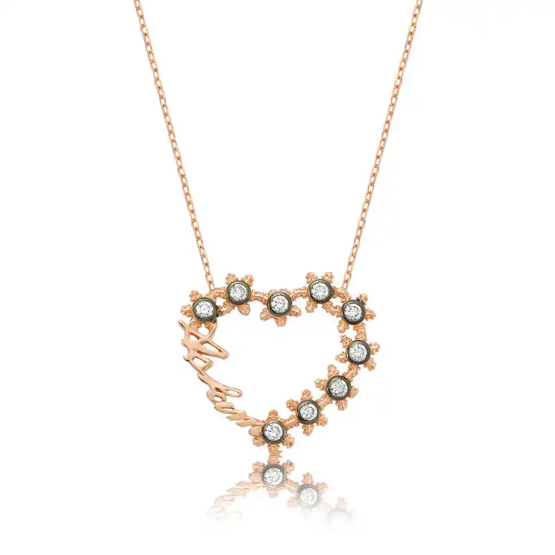 

Real Silver 925 Jewelry Silver My Love Printed Heart Lady Necklace
