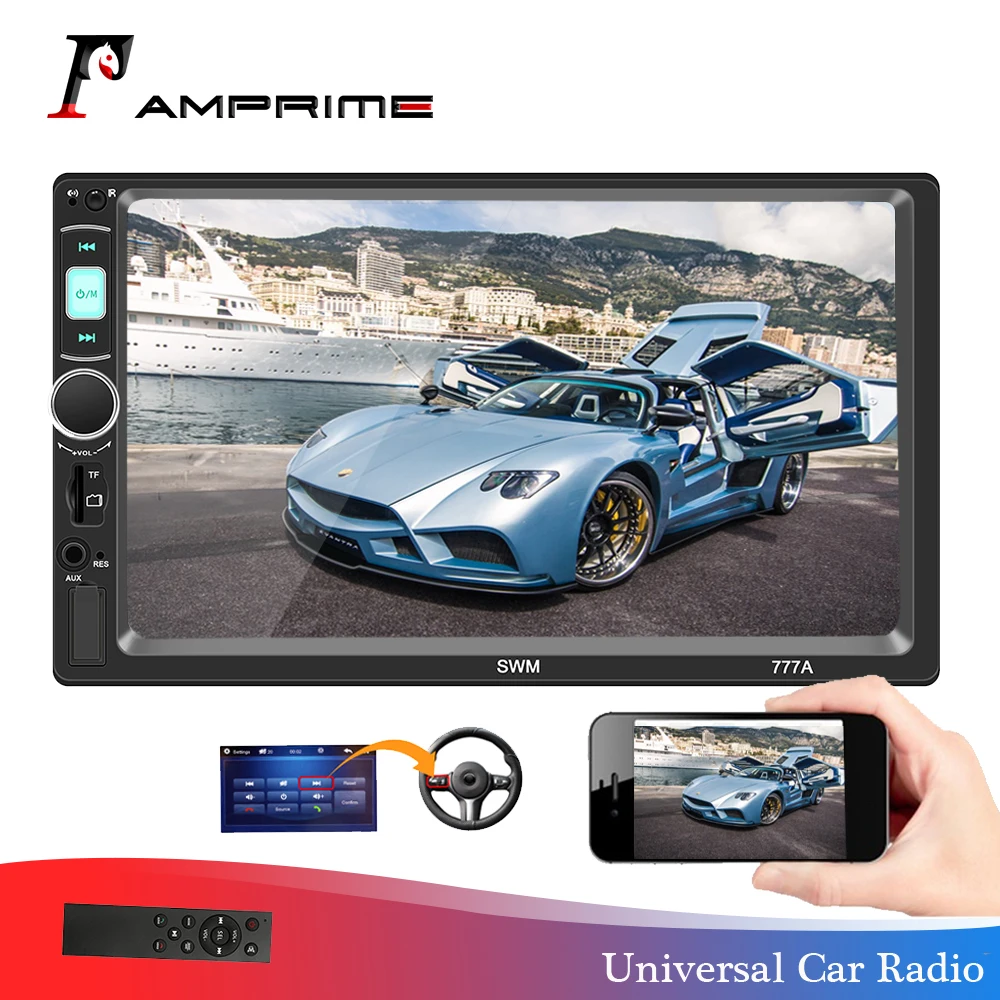 AMPrime 2 din Автомобильная Радио 7 &quotBluetooth стерео MP5 мультимедийный плеер Mirrorlink Bluetooth FM